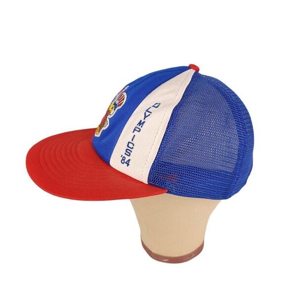 1984 Olympics Five Panel Hat Cap Vintage 80s Made In USA One Size Free Button - Picture 3 of 10